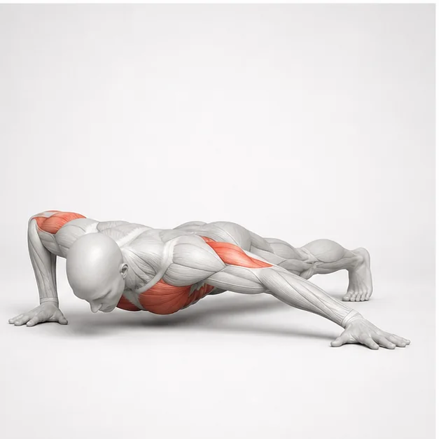 Archer Push-Up in der Belastungsphase