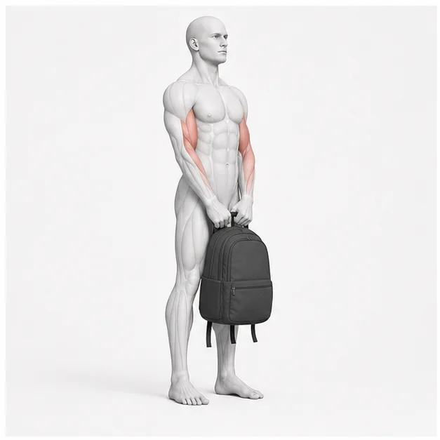 Backpack Biceps Curl: Belastungsposition