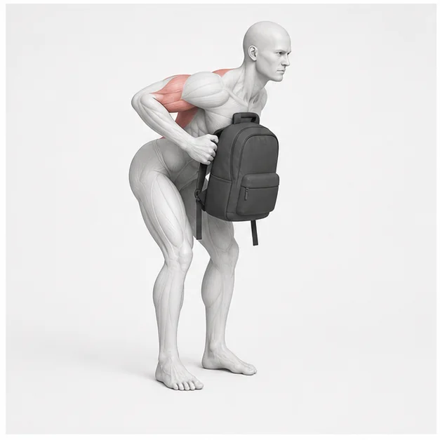 Backpack Row in der Belastungsphase