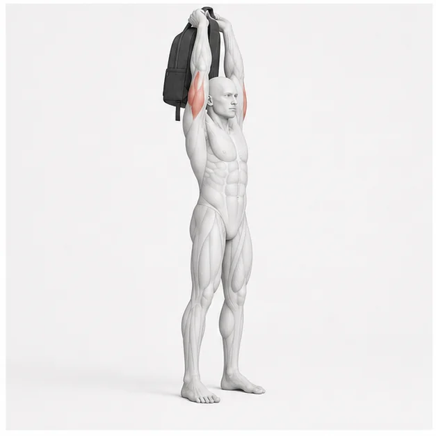 Backpack Triceps Extension in der Belastungsphase