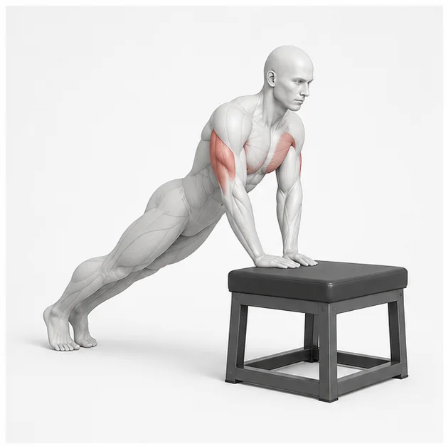 Close-Grip Incline Push-Up: Belastungsposition