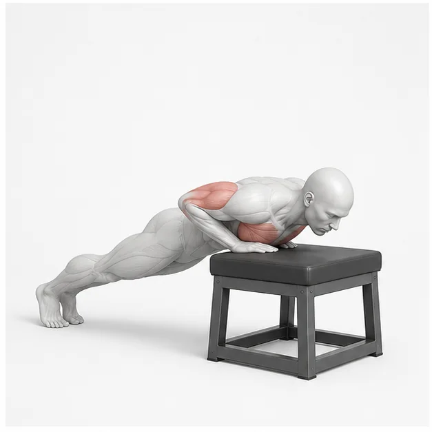 Close-Grip Incline Push-Up in der Belastungsphase