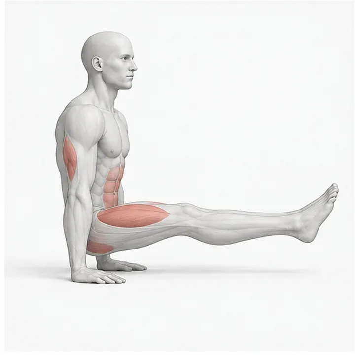 L-Sit mit gestreckten Beinen: Belastungsposition