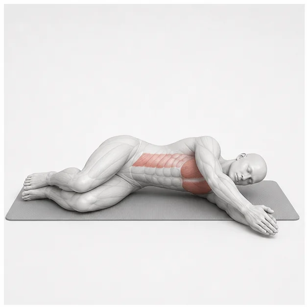 Open Book / Thoracic Rotation: Belastungsposition
