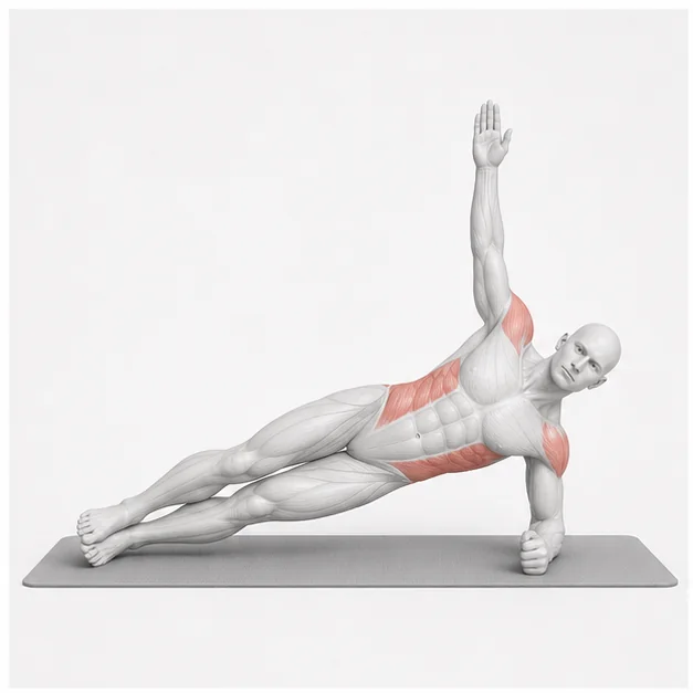 Side Plank Reach-Through: Belastungsposition
