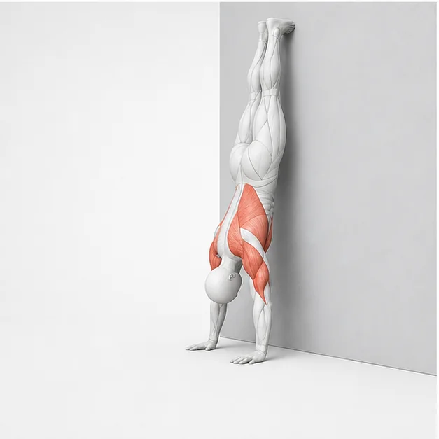 Wall Handstand Hold in der Belastungsphase